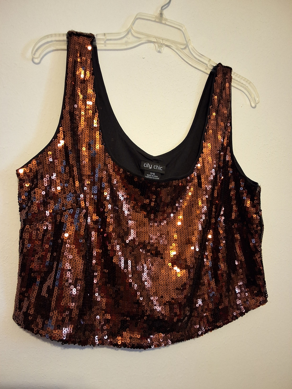 City Chic Copper Sequin Cropped Tank